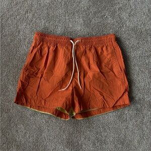 H&M Orange Athletic Swim Shorts with White Drawstring